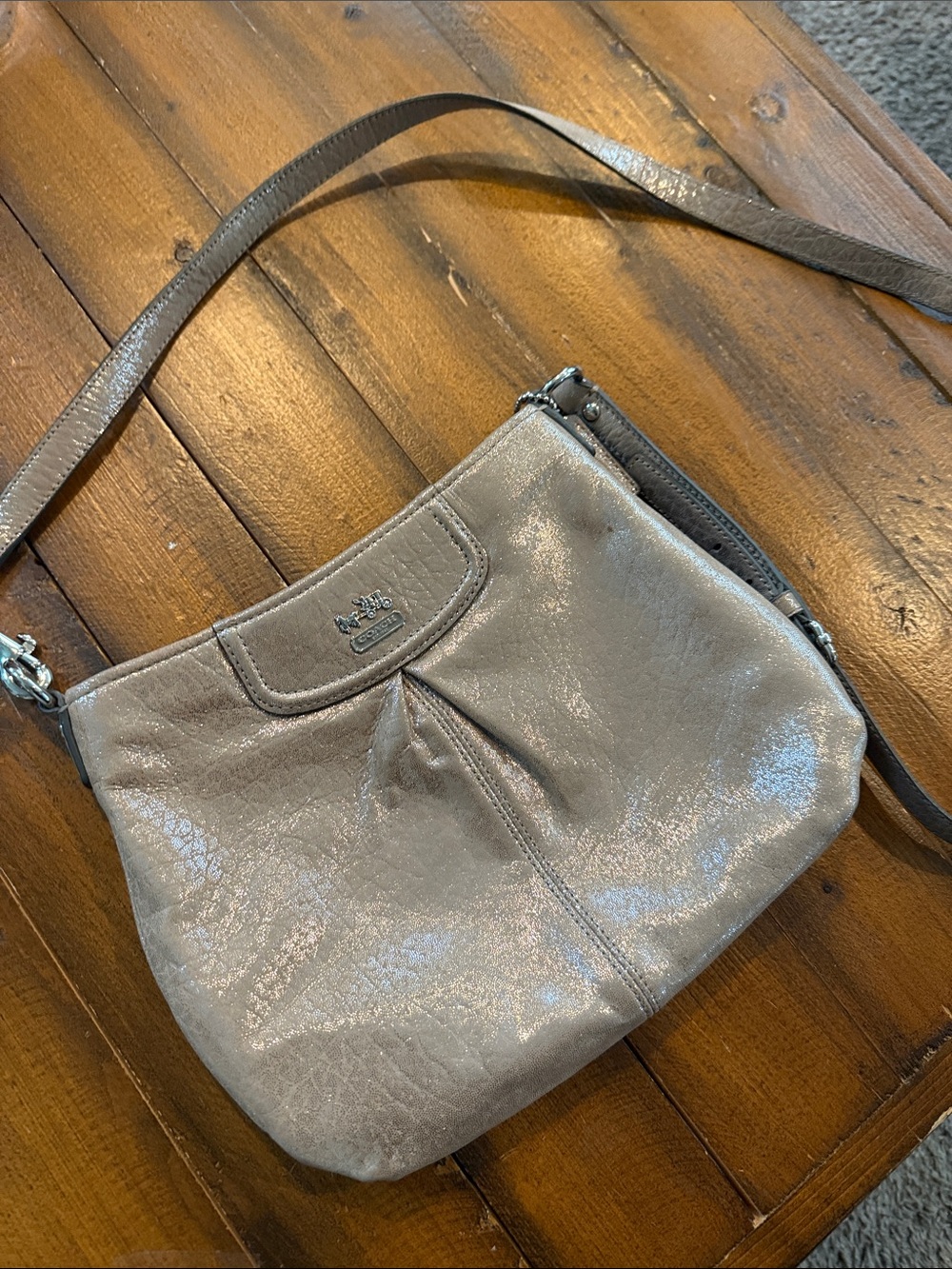 Coach Shimmery Taupe Crossbody Bag